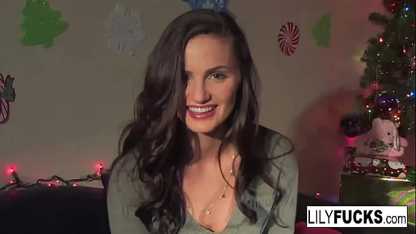 Best Lily tells us her horny Christmas wishes before satisfying herself in both holes fresh Movies